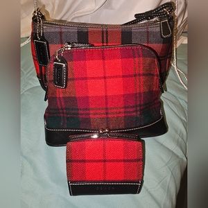 Coach vintage red and black plaid set